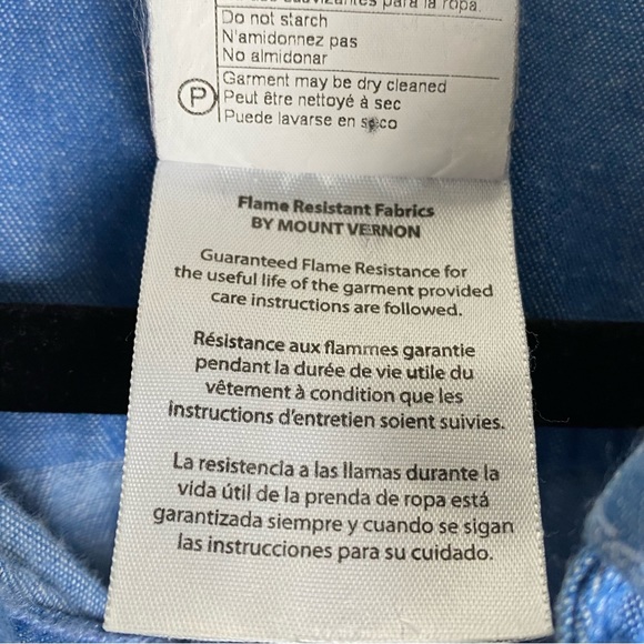 Carhartt Flame Resistance Shirt Sz 2X Blue Chambray Long Sleeve Pockets FRS191 - Picture 10 of 10